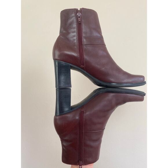 Bass vintage square toe leather ankle boots size 6.5 burgundy wine red Y2K Siena - Picture 7 of 7
